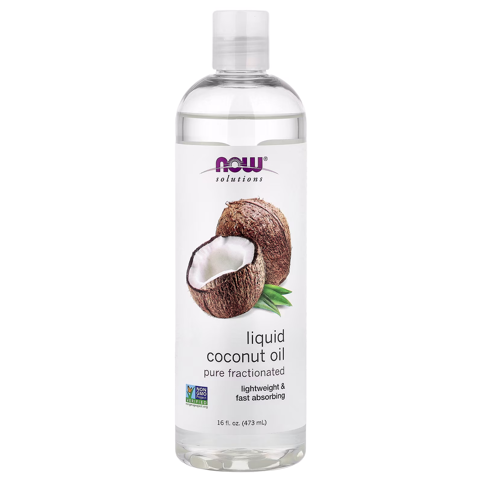Solutions, Aceite de coco líquido fraccionado puro, 473 ml (16 oz. líq.), NOW Foods
