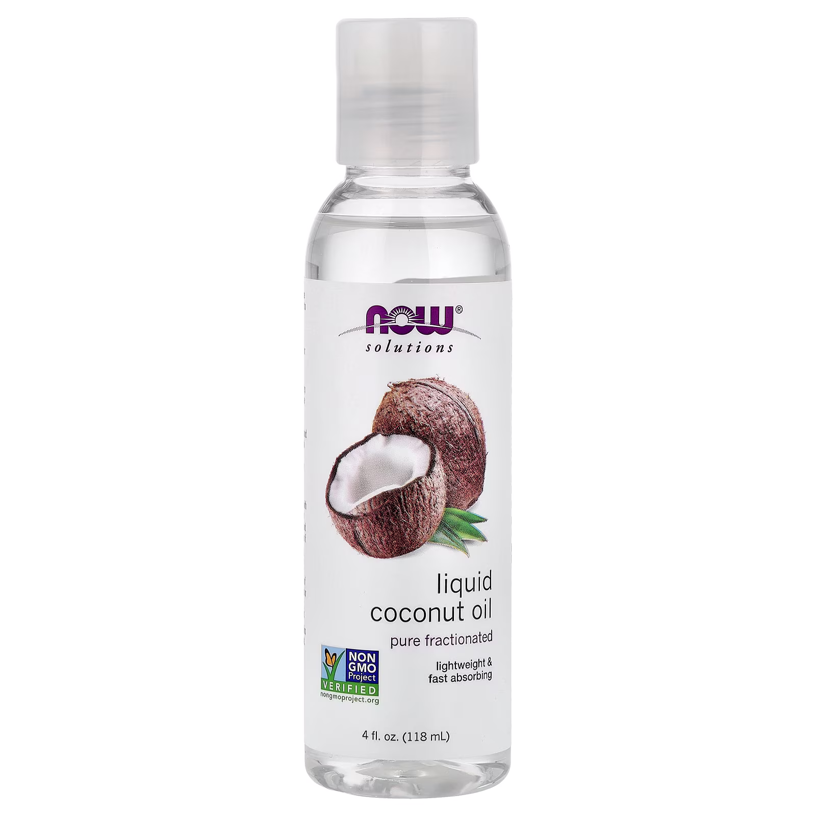 Solutions, Aceite de coco líquido fraccionado puro, 118 ml (4 oz. líq.), NOW Foods