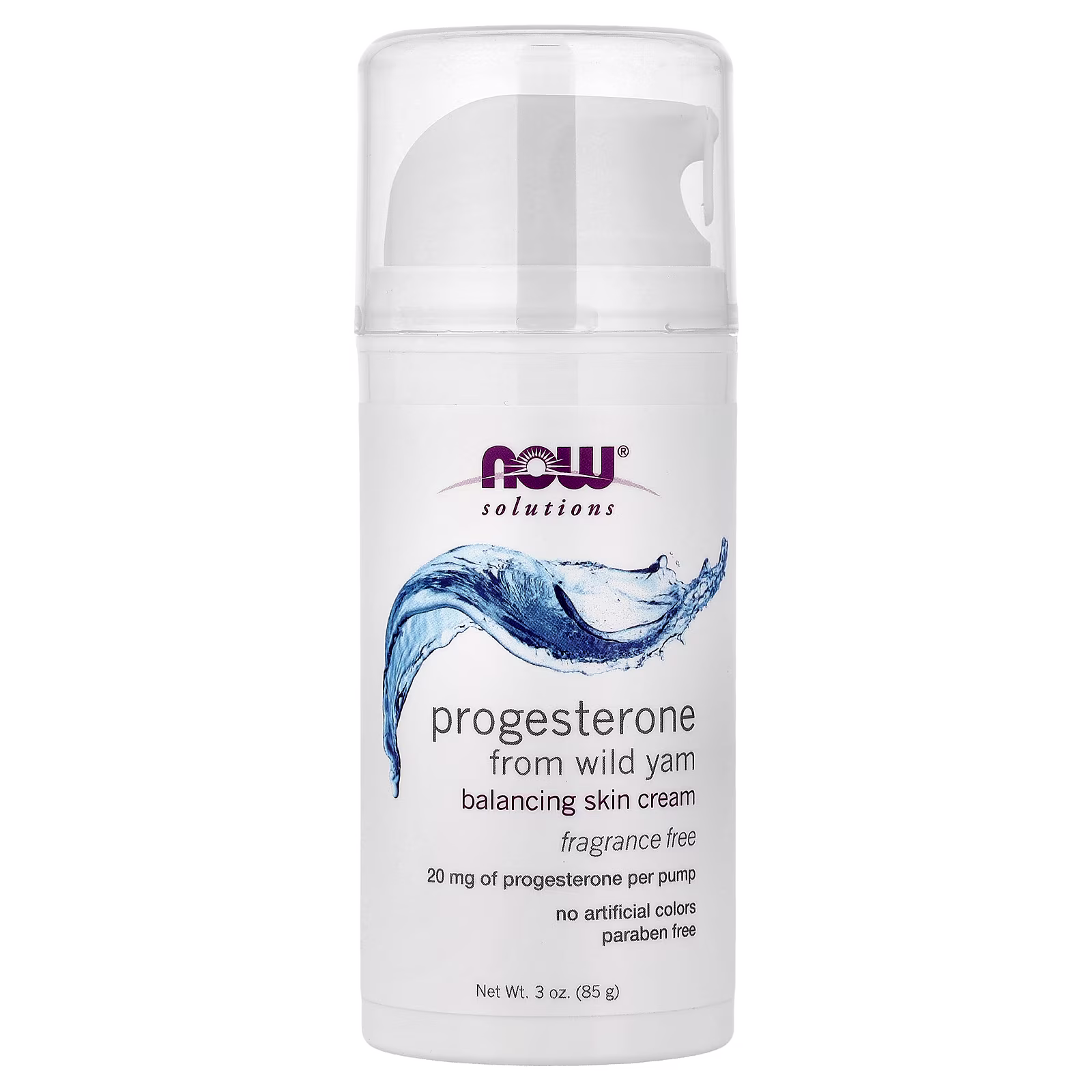 Solutions, Progesterona proveniente del ñame, Crema equilibrante para la piel, Sin fragancia, 85 g (3 oz), NOW Foods