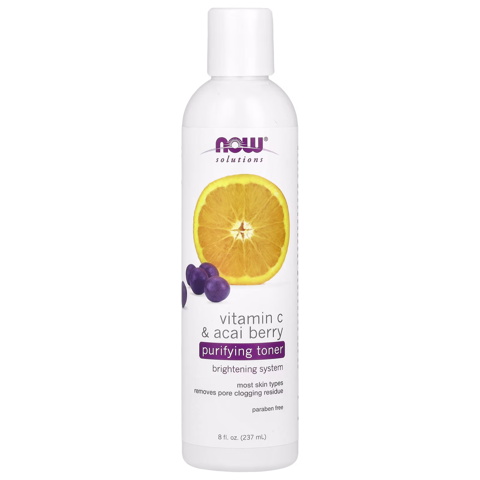 Solutions, Tónico purificante, Vitamina C y baya de asaí, 237 ml (8 oz. líq.), NOW Foods