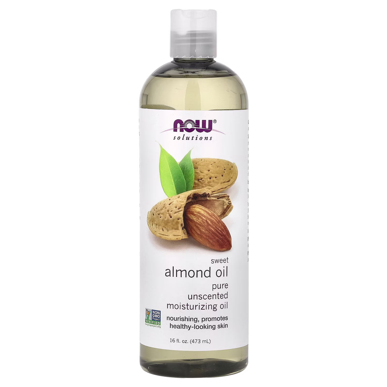 Solutions, Aceite de almendra dulce, Aceite humectante puro, Sin fragancia, 473 ml (16 oz. líq.), NOW Foods