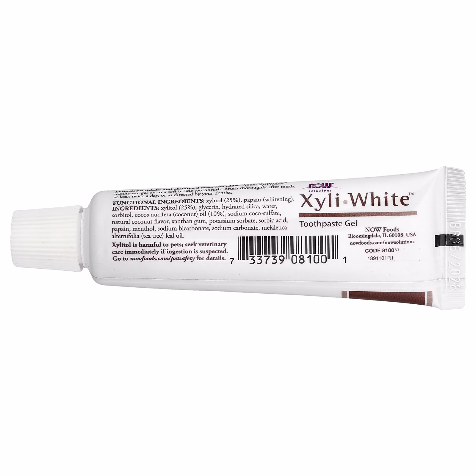 Solutions, XyliWhite™, Pasta dental en gel, Aceite de coco, Menta, 28 g (1 oz), NOW Foods