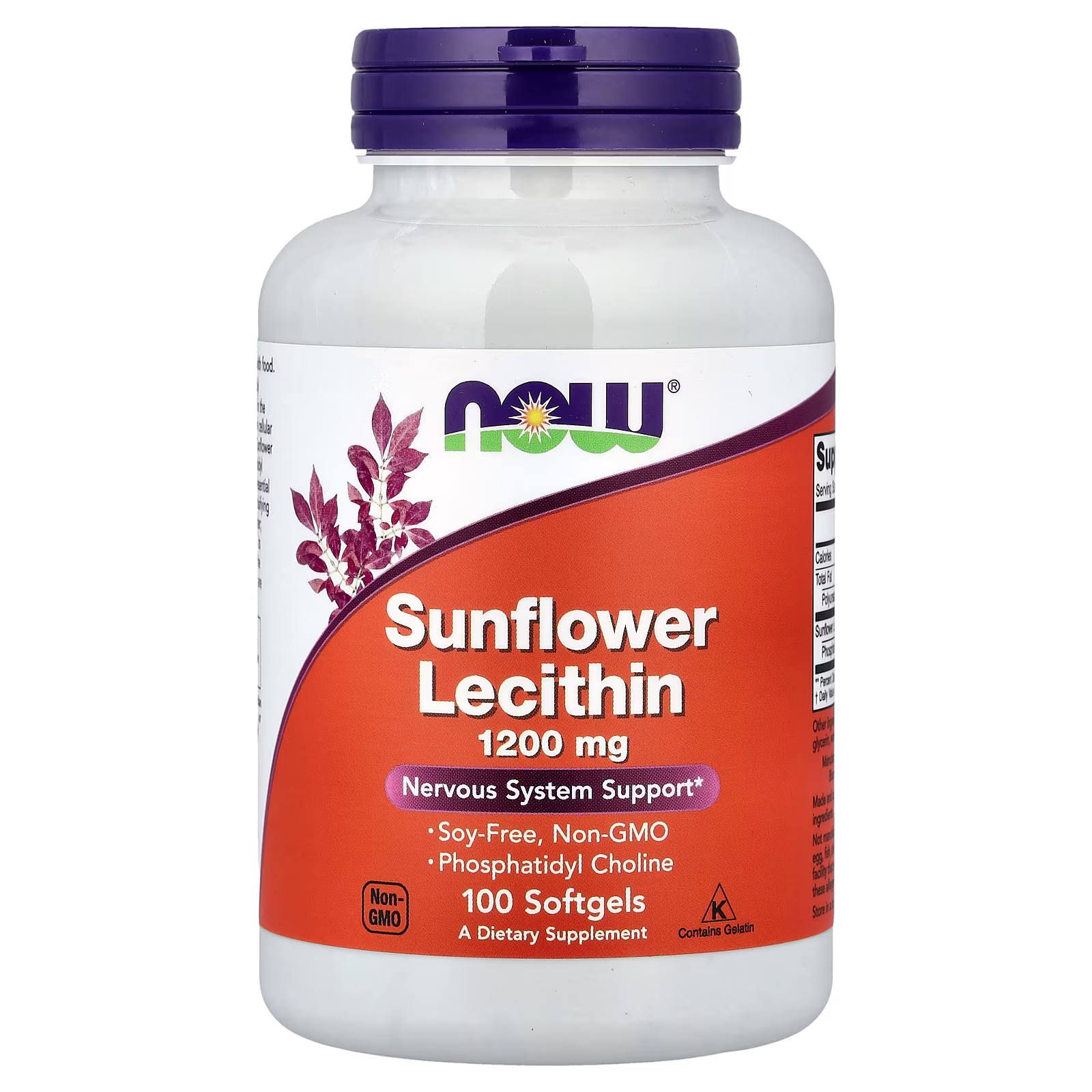 Lecitina de girasol, 1200 mg, 100 cápsulas blandas, NOW Foods