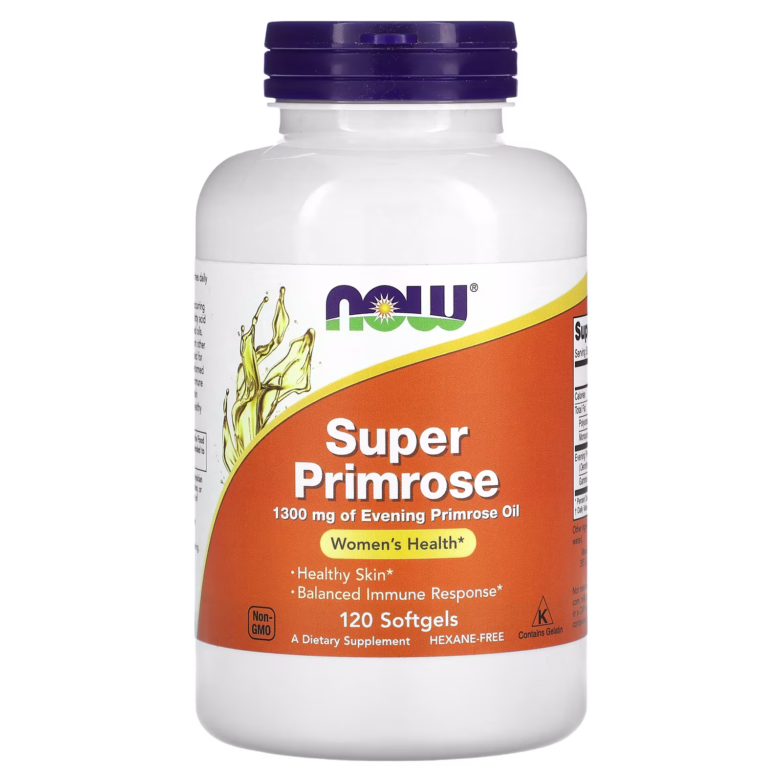 Superonagra, Aceite de onagra, 1300 mg, 120 cápsulas blandas, NOW Foods