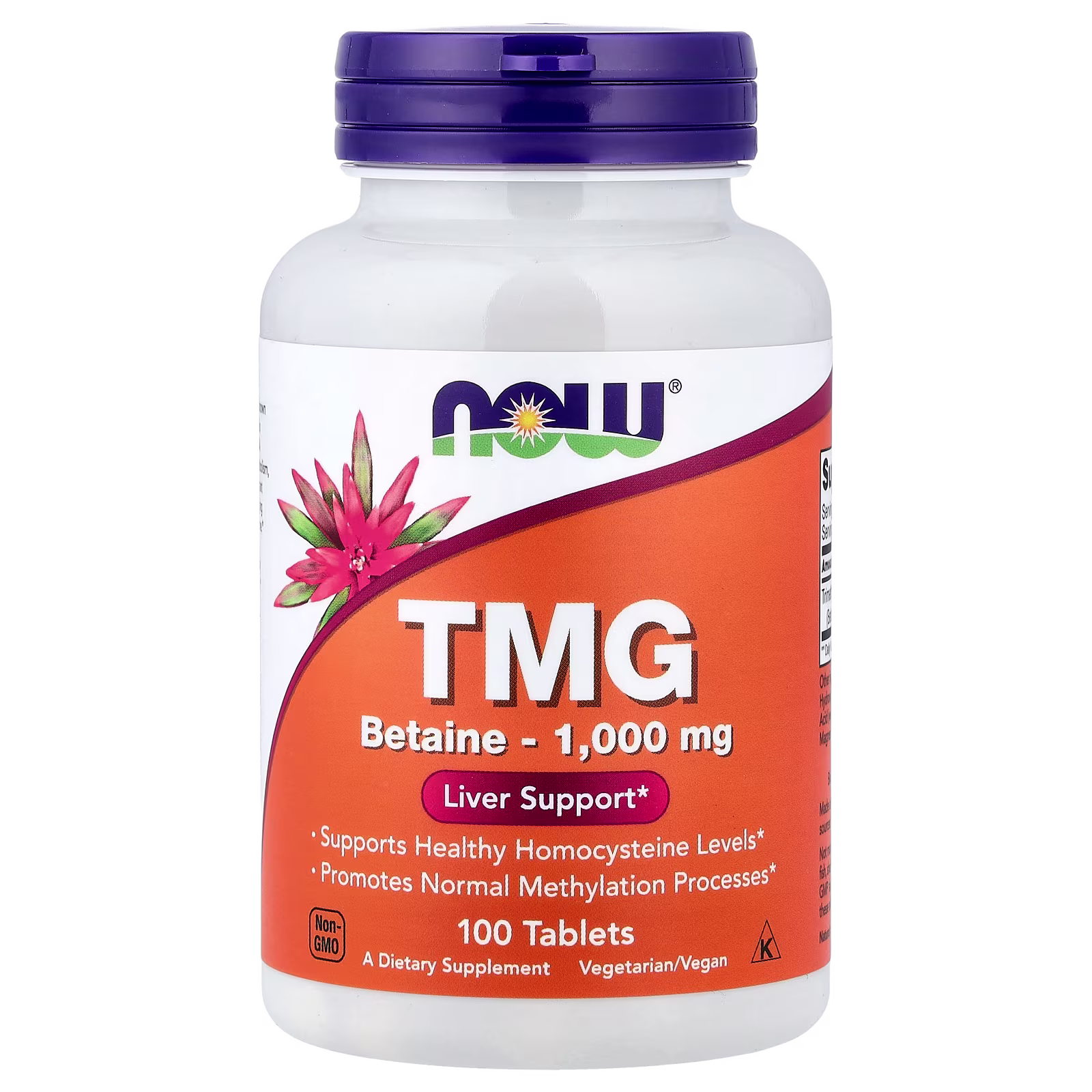 TMG, Suplemento de refuerzo hepático, 1000 mg, 100 tabletas, NOW Foods