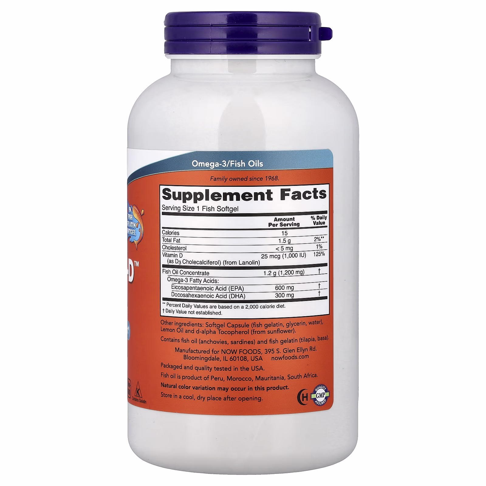 Aceite de pescado Ultra Omega 3-D™, 180 cápsulas blandas de pescado, NOW Foods