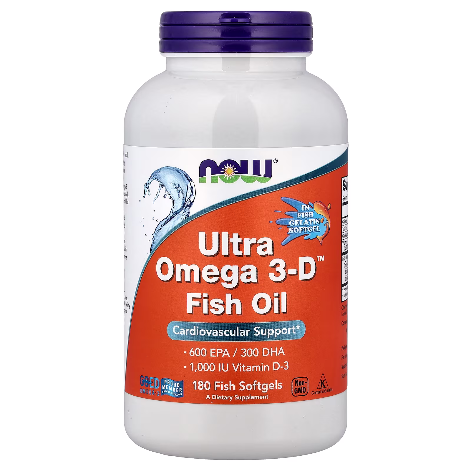 Aceite de pescado Ultra Omega 3-D™, 180 cápsulas blandas de pescado, NOW Foods