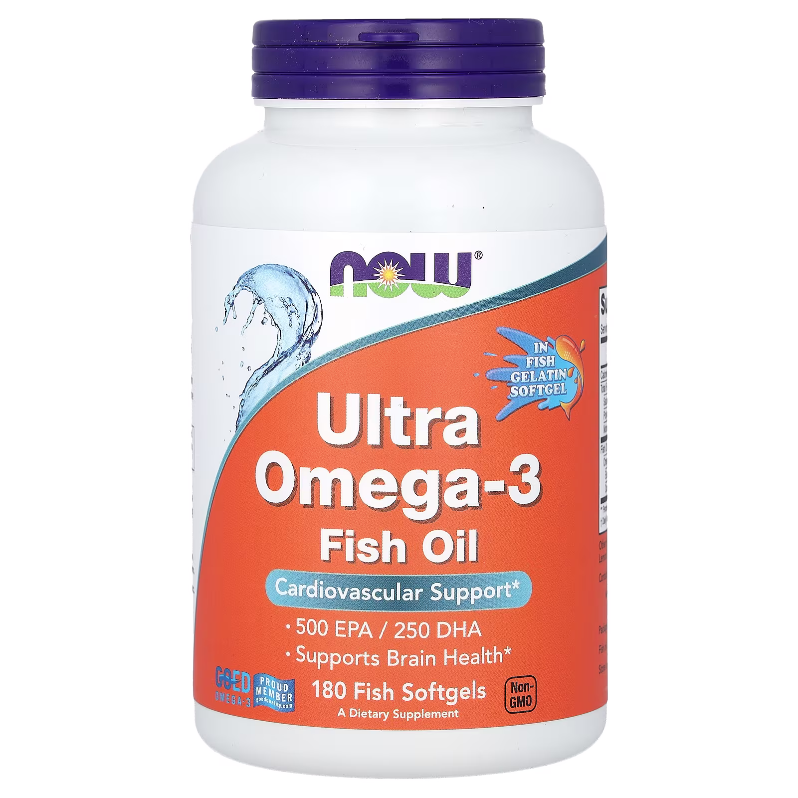 Ultra Omega-3, Ácido eicosapentaenoico: 500/Ácido docosahexaenoico: 250, 180 cápsulas blandas de pescado, NOW Foods