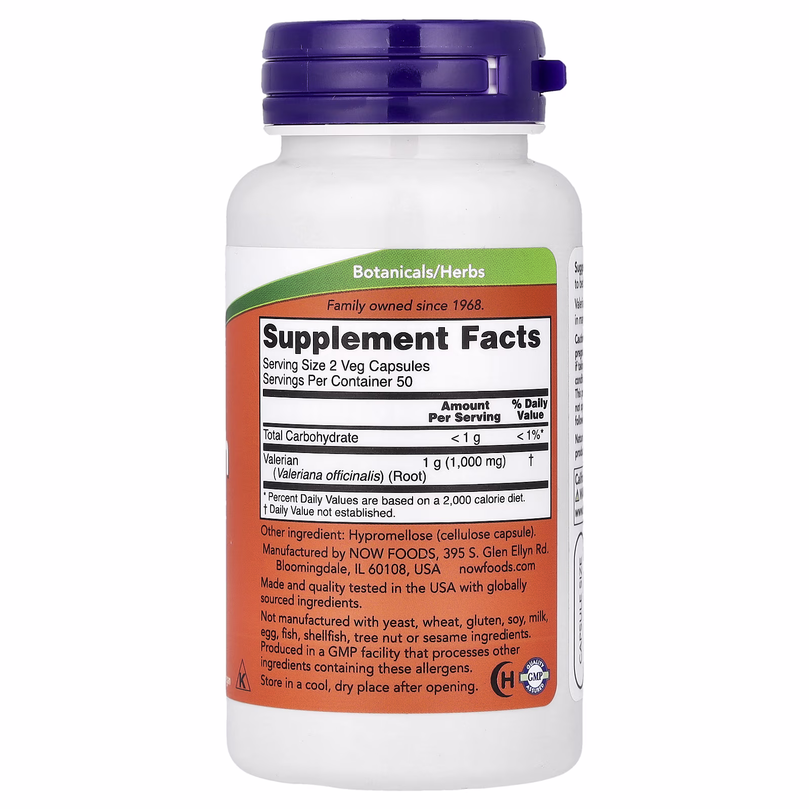 Raíz de valeriana, 500 mg, 100 cápsulas vegetales, NOW Foods
