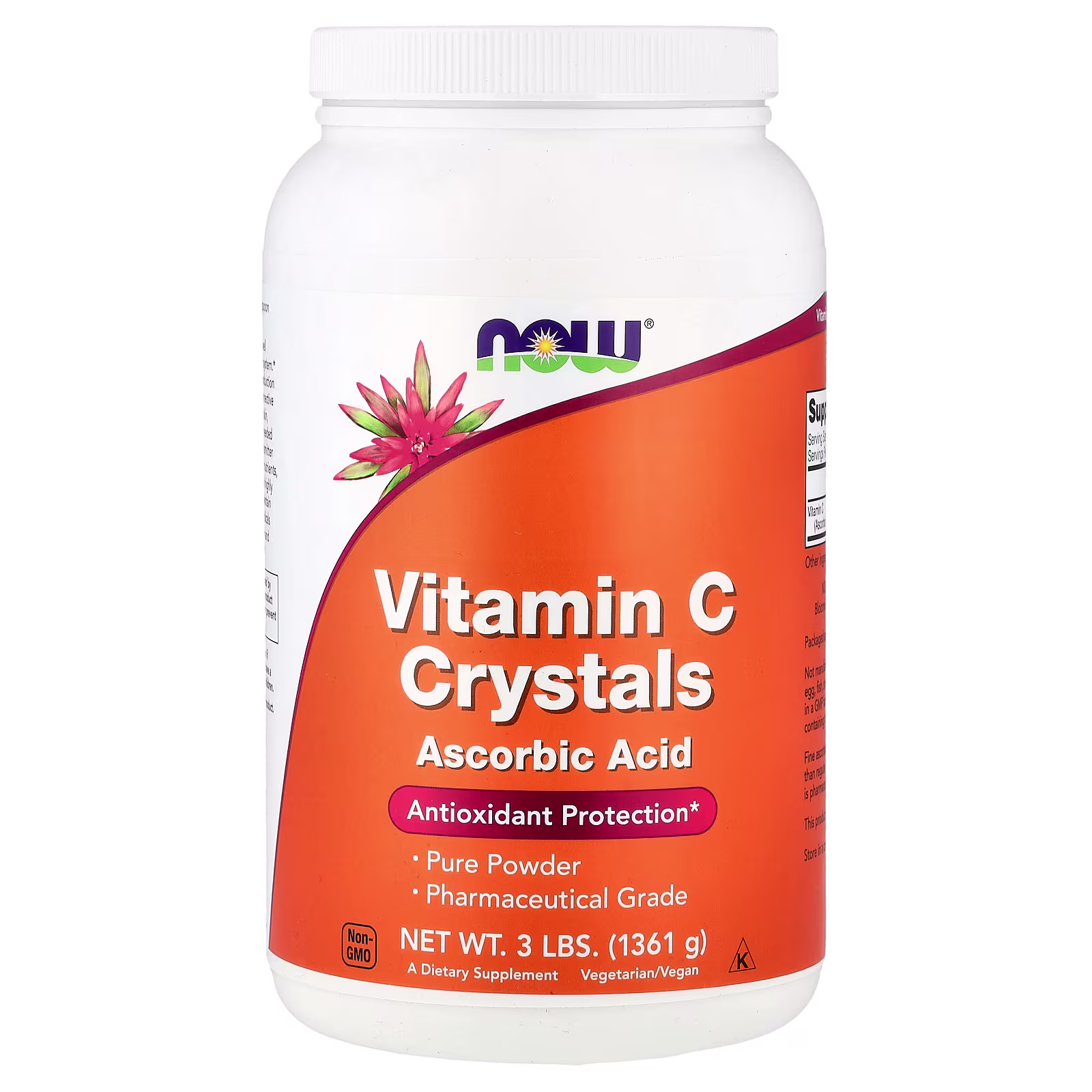 Vitamina C en cristales, 1361 g (3 lb), NOW Foods