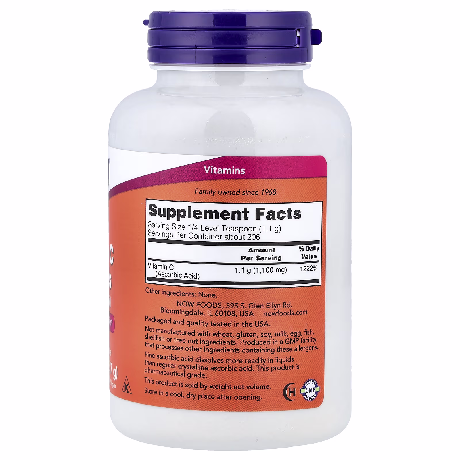 Vitamina C en cristales, 227 g (8 oz), NOW Foods