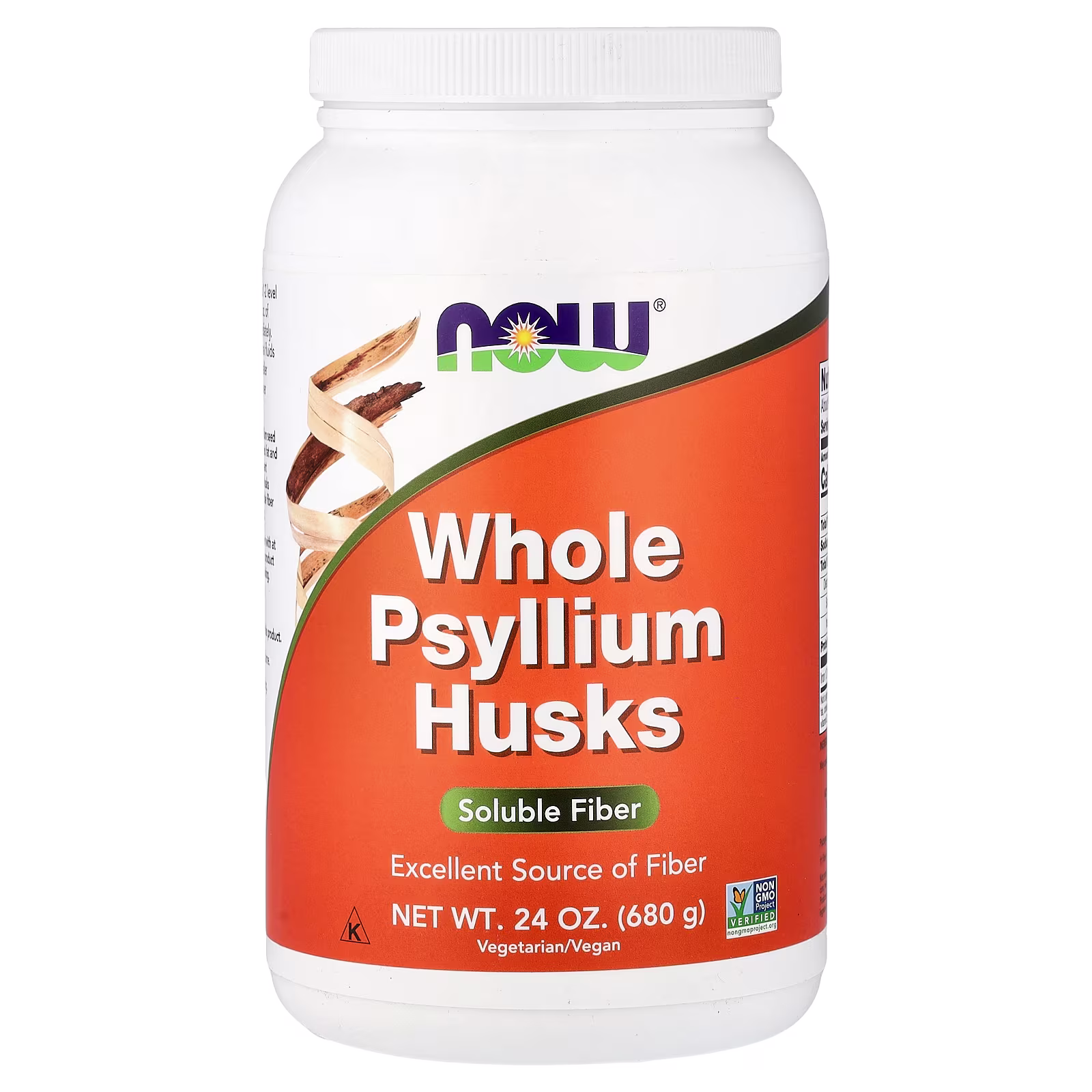 Cáscaras de psyllium enteras, 680 g (24 oz), NOW Foods