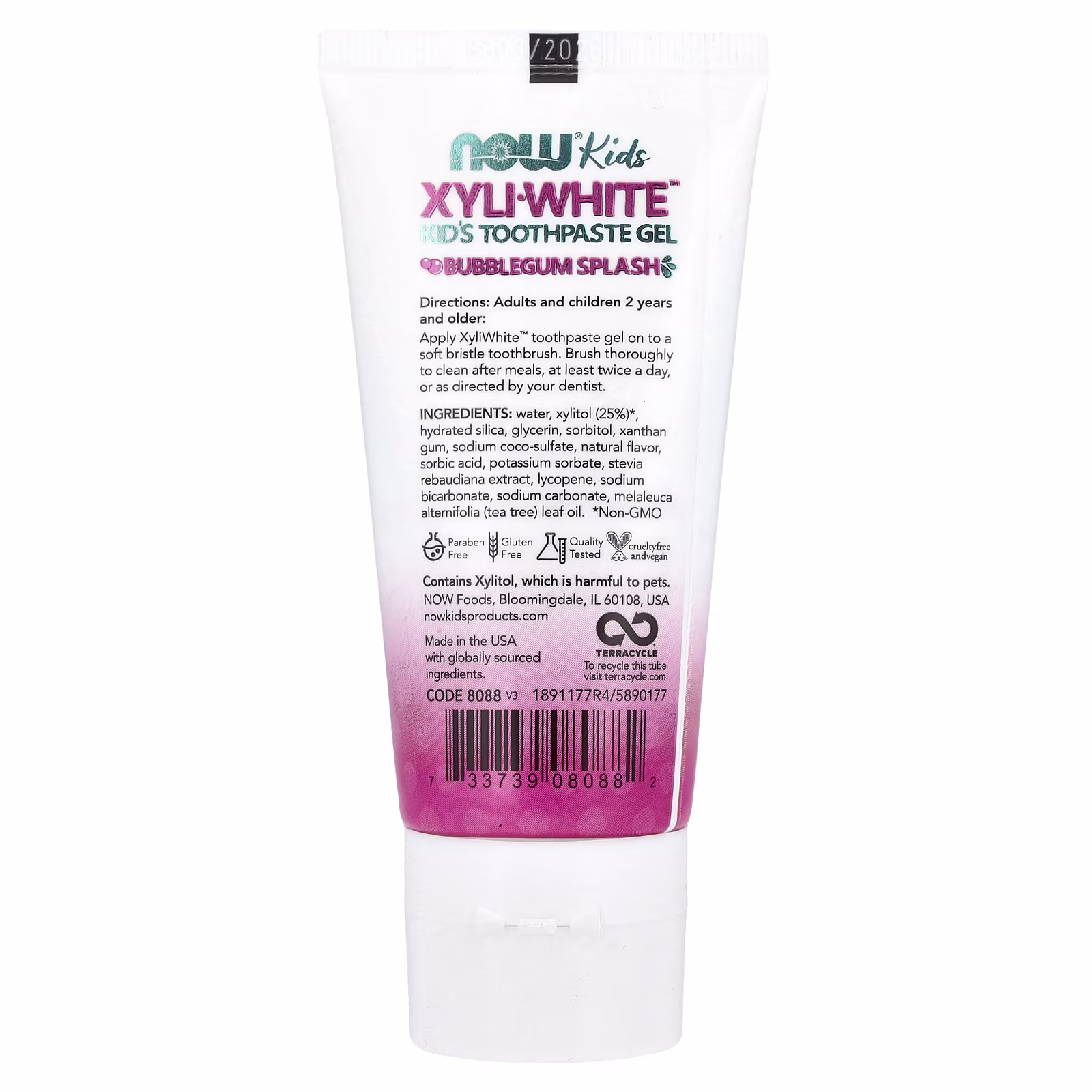 Solutions, XyliWhite™, Pasta dental en gel para niños, Chicle, 85 g (3 oz), NOW Foods