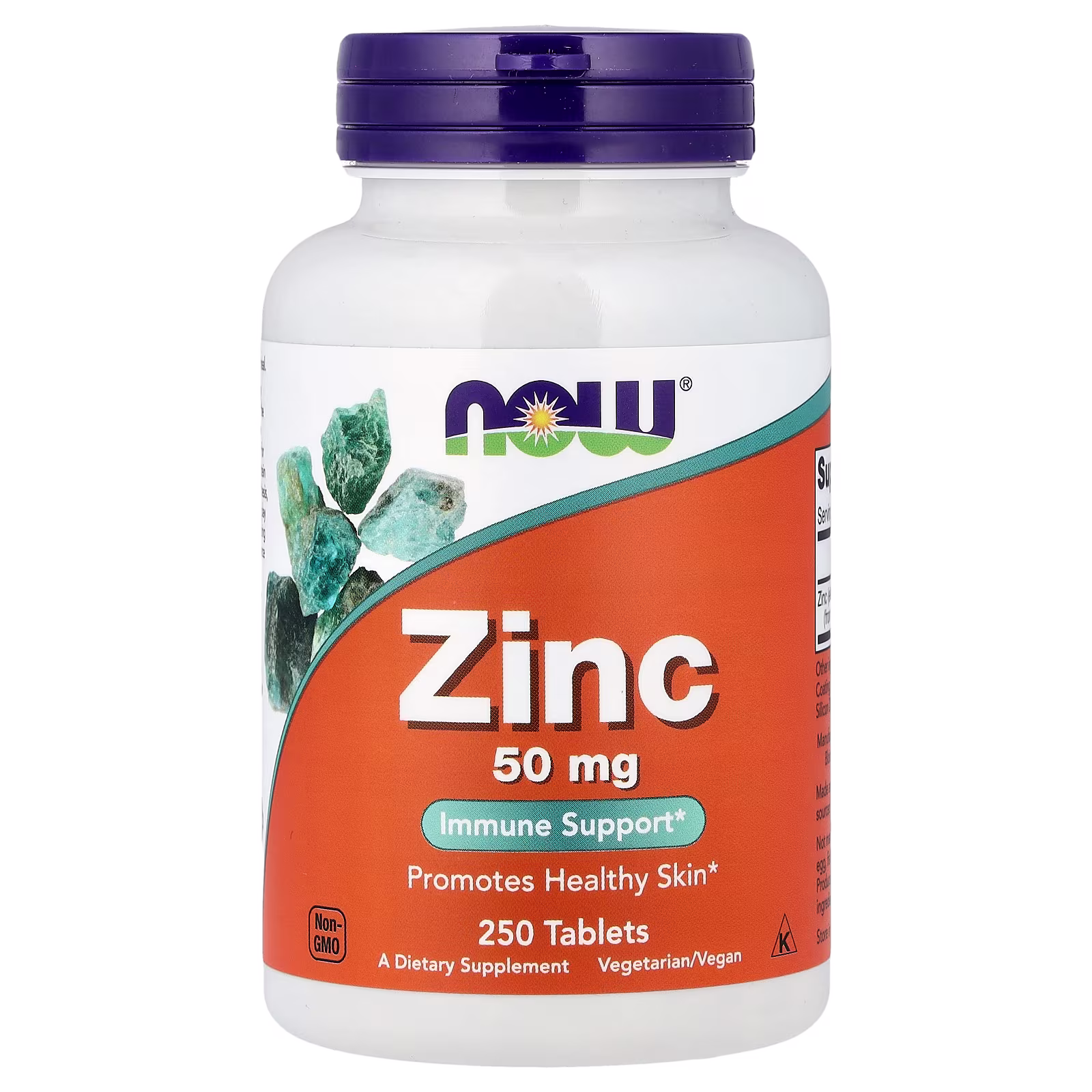 Zinc, 50 mg, 250 Tabletas, NOW Foods